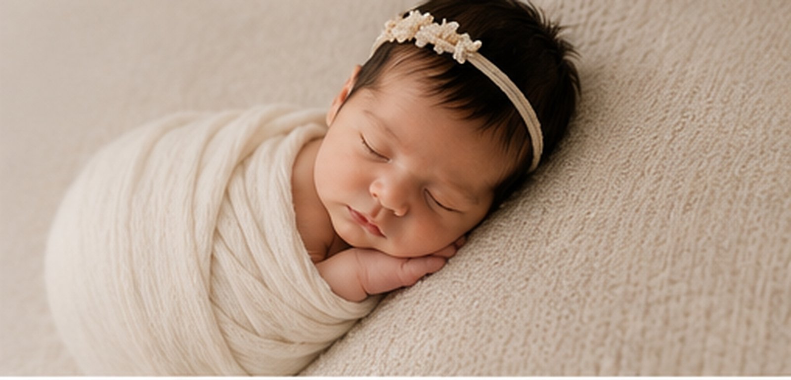 Newborn baby swaddled and sleeping in a Wichita Newborn Photography studio session